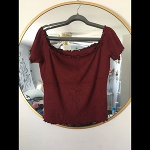Frilled maroon top